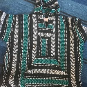 Teal Baja Hoodie/ Drug Rug